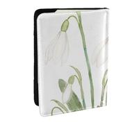 Wykjtwo Pintura De Acuarela Botánica De Flor De Campanilla Blanca, Funda para Pasaporte Cartera de Viaje de Cuero PU Funda para Pasaporte Fundas para Pasaporte 6,5 Pulgadas