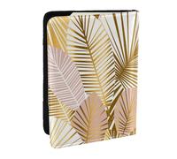 Wykjtwo Planta Tropical en Dorado, Funda para Pasaporte Cartera de Viaje de Cuero PU Funda para Pasaporte Fundas para Pasaporte 6,5 Pulgadas