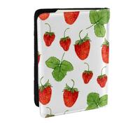 Wykjtwo Plantas De Fresa Fruta Impresión Blanca, Funda para Pasaporte Cartera de Viaje de Cuero PU Funda para Pasaporte Fundas para Pasaporte 6,5 Pulgadas