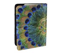 Wykjtwo Plumas de Pavo Real de Moda, Funda para Pasaporte Cartera de Viaje de Cuero PU Funda para Pasaporte Fundas para Pasaporte 6,5 Pulgadas