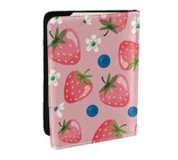 Wykjtwo Preciosa Fresa Rosa, Funda para Pasaporte Cartera de Viaje de Cuero PU Funda para Pasaporte Fundas para Pasaporte 6,5 Pulgadas