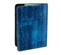 Wykjtwo Programador Código Binario Azul, Funda para Pasaporte Cartera de Viaje de Cuero PU Funda para Pasaporte Fundas para Pasaporte 6,5 Pulgadas