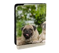 Wykjtwo Pug Amistad Bokeh Perros Mascotas Amigos Pug, Funda para Pasaporte Cartera de Viaje de Cuero PU Funda para Pasaporte Fundas para Pasaporte 6,5 Pulgadas