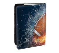 Wykjtwo Quemando fútbol Americano en Fuego, Funda para Pasaporte Cartera de Viaje de Cuero PU Funda para Pasaporte Fundas para Pasaporte 6,5 Pulgadas
