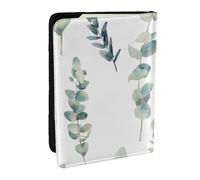 Wykjtwo Ramita Verde Natural Blanca Impresa, Funda para Pasaporte Cartera de Viaje de Cuero PU Funda para Pasaporte Fundas para Pasaporte 6,5 Pulgadas