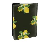 Wykjtwo Ramo De Limón con Rama Y Lirios Negro, Funda para Pasaporte Cartera de Viaje de Cuero PU Funda para Pasaporte Fundas para Pasaporte 6,5 Pulgadas