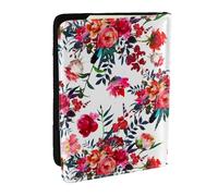 Wykjtwo Ramos Florales Brillantes y Elegantes de Color Rojo Azul Marino, Funda para Pasaporte Cartera de Viaje de Cuero PU Funda para Pasaporte Fundas para Pasaporte 6,5 Pulgadas