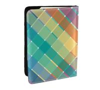 Wykjtwo Rayas a Cuadros Multicolores del Arco Iris Colorido, Funda para Pasaporte Cartera de Viaje de Cuero PU Funda para Pasaporte Fundas para Pasaporte 6,5 Pulgadas