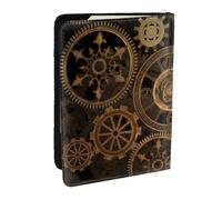 Wykjtwo Reloj Engranajes Bronce Siglo, Funda para Pasaporte Cartera de Viaje de Cuero PU Funda para Pasaporte Fundas para Pasaporte 6,5 Pulgadas