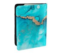 Wykjtwo Remolinos de Oro Verde Azulado Abstractos de Moda, Funda para Pasaporte Cartera de Viaje de Cuero PU Funda para Pasaporte Fundas para Pasaporte 6,5 Pulgadas