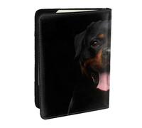 Wykjtwo Retrato de impresión de Perro Rottweiler, Funda para Pasaporte Cartera de Viaje de Cuero PU Funda para Pasaporte Fundas para Pasaporte 6,5 Pulgadas