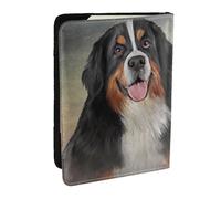 Wykjtwo Retrato de Perro de montaña bernés de Raza Divertida, Funda para Pasaporte Cartera de Viaje de Cuero PU Funda para Pasaporte Fundas para Pasaporte 6,5 Pulgadas