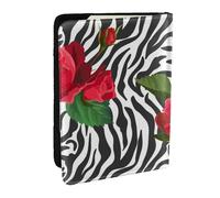 Wykjtwo Rojo Flor Animales Cebra, Funda para Pasaporte Cartera de Viaje de Cuero PU Funda para Pasaporte Fundas para Pasaporte 6,5 Pulgadas
