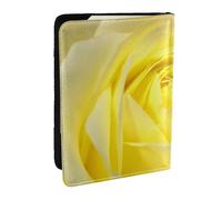 Wykjtwo Rosa Amarilla Día de San Valentín, Funda para Pasaporte Cartera de Viaje de Cuero PU Funda para Pasaporte Fundas para Pasaporte 6,5 Pulgadas