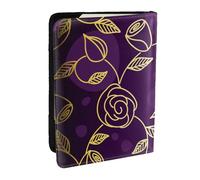 Wykjtwo Rosa Dorada-Púrpura, Funda para Pasaporte Cartera de Viaje de Cuero PU Funda para Pasaporte Fundas para Pasaporte 6,5 Pulgadas