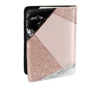 Wykjtwo Rosa Oro Brillo Negro Blanco Mármol Geométrico, Funda para Pasaporte Cartera de Viaje de Cuero PU Funda para Pasaporte Fundas para Pasaporte 6,5 Pulgadas