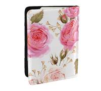 Wykjtwo Rosa Rosa y Blanca, Funda para Pasaporte Cartera de Viaje de Cuero PU Funda para Pasaporte Fundas para Pasaporte 6,5 Pulgadas