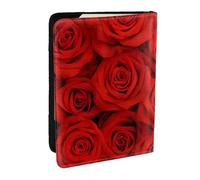 Wykjtwo Rosas Rojas, Funda para Pasaporte Cartera de Viaje de Cuero PU Funda para Pasaporte Fundas para Pasaporte 6,5 Pulgadas