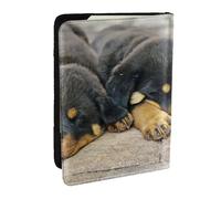 Wykjtwo Rottweiler Dormir Perros Mascotas Cachorros Pequeños, Funda para Pasaporte Cartera de Viaje de Cuero PU Funda para Pasaporte Fundas para Pasaporte 6,5 Pulgadas