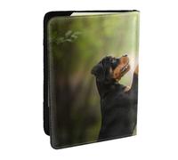 Wykjtwo Rottweiler Mascotas Cachorro Perros Bokeh, Funda para Pasaporte Cartera de Viaje de Cuero PU Funda para Pasaporte Fundas para Pasaporte 6,5 Pulgadas
