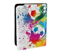 Wykjtwo Salpicaduras de Colores por Todo el fútbol, Funda para Pasaporte Cartera de Viaje de Cuero PU Funda para Pasaporte Fundas para Pasaporte 6,5 Pulgadas