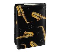 Wykjtwo Saxofón y música, Funda para Pasaporte Cartera de Viaje de Cuero PU Funda para Pasaporte Fundas para Pasaporte 6,5 Pulgadas