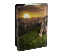 Wykjtwo Schnauzer Atardecer Perros Mascotas Montañas Schnauzer, Funda para Pasaporte Cartera de Viaje de Cuero PU Funda para Pasaporte Fundas para Pasaporte 6,5 Pulgadas