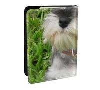 Wykjtwo Schnauzer Miniatura, Funda para Pasaporte Cartera de Viaje de Cuero PU Funda para Pasaporte Fundas para Pasaporte 6,5 Pulgadas