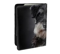 Wykjtwo Schnauzer Retrato Gris Oscuro, Funda para Pasaporte Cartera de Viaje de Cuero PU Funda para Pasaporte Fundas para Pasaporte 6,5 Pulgadas
