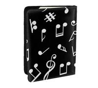 Wykjtwo Señales de Notas Musicales Negras, Funda para Pasaporte Cartera de Viaje de Cuero PU Funda para Pasaporte Fundas para Pasaporte 6,5 Pulgadas
