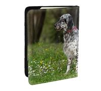 Wykjtwo Setter Inglés Césped Mascotas Perros Setter Inglés, Funda para Pasaporte Cartera de Viaje de Cuero PU Funda para Pasaporte Fundas para Pasaporte 6,5 Pulgadas