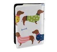 Wykjtwo Suéter con patrón de Mascota de Raza de Perro de Abrigo Rojo Dachshund, Funda para Pasaporte Cartera de Viaje de Cuero PU Funda para Pasaporte Fundas para Pasaporte 6,5 Pulgadas