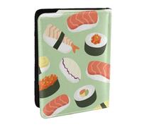 Wykjtwo Sushi En Verde Impreso, Funda para Pasaporte Cartera de Viaje de Cuero PU Funda para Pasaporte Fundas para Pasaporte 6,5 Pulgadas