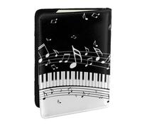Wykjtwo Teclas de Piano con Notas Musicales, Funda para Pasaporte Cartera de Viaje de Cuero PU Funda para Pasaporte Fundas para Pasaporte 6,5 Pulgadas