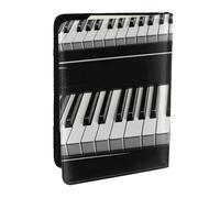 Wykjtwo Teclas de Piano en Blanco y Negro Impresas, Funda para Pasaporte Cartera de Viaje de Cuero PU Funda para Pasaporte Fundas para Pasaporte 6,5 Pulgadas