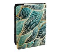 Wykjtwo Tejido Dorado y Verde Texturizado, Funda para Pasaporte Cartera de Viaje de Cuero PU Funda para Pasaporte Fundas para Pasaporte 6,5 Pulgadas