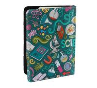 Wykjtwo Tema de Ciencia de Dibujos Animados, Funda para Pasaporte Cartera de Viaje de Cuero PU Funda para Pasaporte Fundas para Pasaporte 6,5 Pulgadas