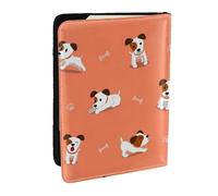 Wykjtwo Terrier Jack Russell de Dibujos Animados, Funda para Pasaporte Cartera de Viaje de Cuero PU Funda para Pasaporte Fundas para Pasaporte 6,5 Pulgadas
