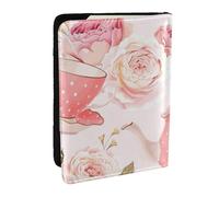 Wykjtwo Tetera Rosa Estampada, Funda para Pasaporte Cartera de Viaje de Cuero PU Funda para Pasaporte Fundas para Pasaporte 6,5 Pulgadas