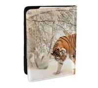 Wykjtwo Tigre Bebé Familia De Tigres Joven, Funda para Pasaporte Cartera de Viaje de Cuero PU Funda para Pasaporte Fundas para Pasaporte 6,5 Pulgadas