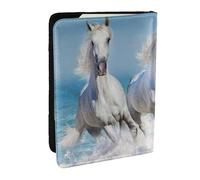 Wykjtwo Tres Caballos Blancos, Funda para Pasaporte Cartera de Viaje de Cuero PU Funda para Pasaporte Fundas para Pasaporte 6,5 Pulgadas