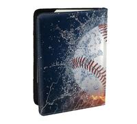 Wykjtwo Una Imagen de una Pelota de béisbol en Agua y Fuego., Funda para Pasaporte Cartera de Viaje de Cuero PU Funda para Pasaporte Fundas para Pasaporte 6,5 Pulgadas