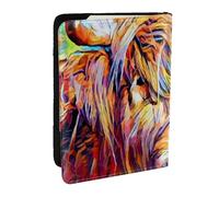 Wykjtwo Vaca de Las Tierras Altas Impresa, Funda para Pasaporte Cartera de Viaje de Cuero PU Funda para Pasaporte Fundas para Pasaporte 6,5 Pulgadas