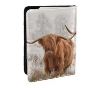Wykjtwo Vaca Escocesa, Funda para Pasaporte Cartera de Viaje de Cuero PU Funda para Pasaporte Fundas para Pasaporte 6,5 Pulgadas