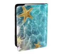 Wykjtwo Verano Estrella De Mar Concha Playa Mar, Funda para Pasaporte Cartera de Viaje de Cuero PU Funda para Pasaporte Fundas para Pasaporte 6,5 Pulgadas