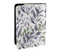 Wykjtwo Verde Salvia Púrpura Hojas Verdes, Funda para Pasaporte Cartera de Viaje de Cuero PU Funda para Pasaporte Fundas para Pasaporte 6,5 Pulgadas