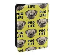 Wykjtwo Vida Pug Cara Pug Lindo Amarillo, Funda para Pasaporte Cartera de Viaje de Cuero PU Funda para Pasaporte Fundas para Pasaporte 6,5 Pulgadas