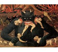 WYKUJMYTO Impresiones de Lienzo Cuadro en Lienzo el enemigo del juicio final devorando a los condenados en el infierno de Fra Angelico para la Decoración del Hogar de la Oficina 60x90cm