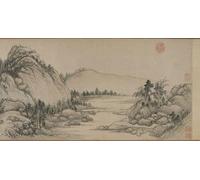 WYKUJMYTO Impresiones de Lienzo Cuadro en Lienzo Vivienda en las montañas Fuchun después de la dinastía Huang Gongwang Qing por Wang Hui para la Decoración del Hogar de la Oficina 60x90cm