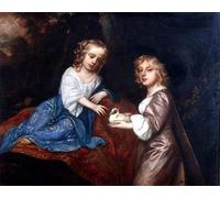 WYKUJMYTO Lienzo Imagen Carteles Impresión Retrato doble de Charles Dormer vizconde de Ascott y su hermana Lady Elizabeth Dormer de Peter Lely para Decoración de Paredes 60x90cm
